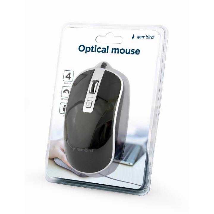 Gembird MUS-4B-06-BS rato Escritório Ambidestro USB Type-A Ótico 1200 DPI