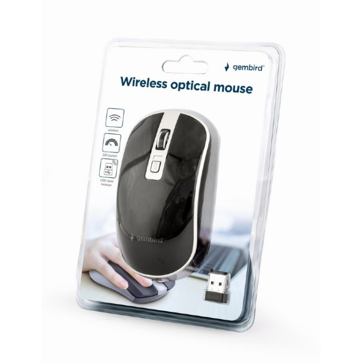 Gembird MUSW-4B-06-BS rato Escritório Ambidestro RF Wireless Ótico 1600 DPI