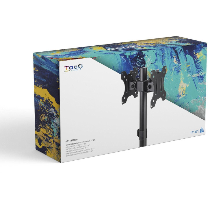 Suporte de Mesa Duplo Tooq Tilt e Altura Ajustável 17" a 32" Max. 8kg p/Braço Preto