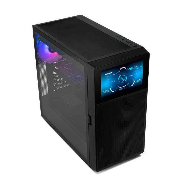 Caixa ATX NOX NXHUMMER BIOS LCD 8'' Lateral Vidro temprado Preta