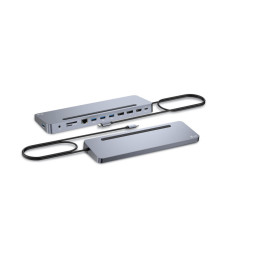 i-tec C31FLAT2PDPRO base & duplicador de portas Com fios USB 3.2 Gen 1 (3.1 Gen 1) Type-C Prateado