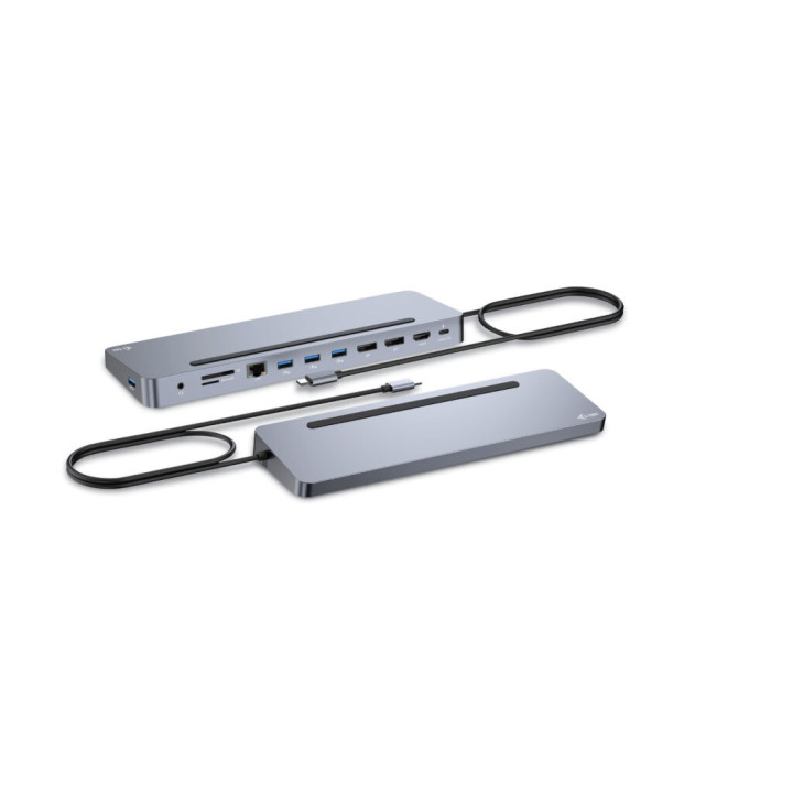 i-tec C31FLAT2PDPRO base & duplicador de portas Com fios USB 3.2 Gen 1 (3.1 Gen 1) Type-C Prateado