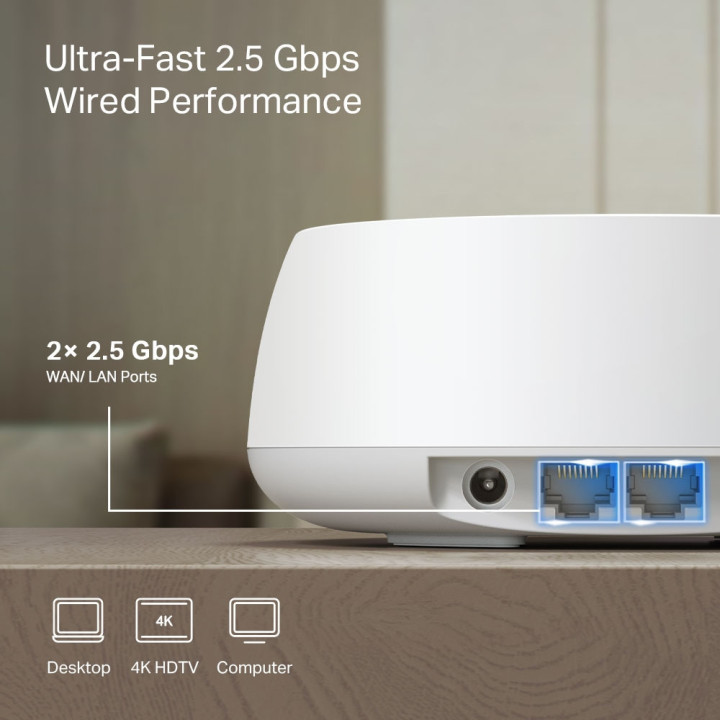 Router TP-Link BE3600 Whole Home Mesh Wi-Fi 7 System (pack de 3) Branco