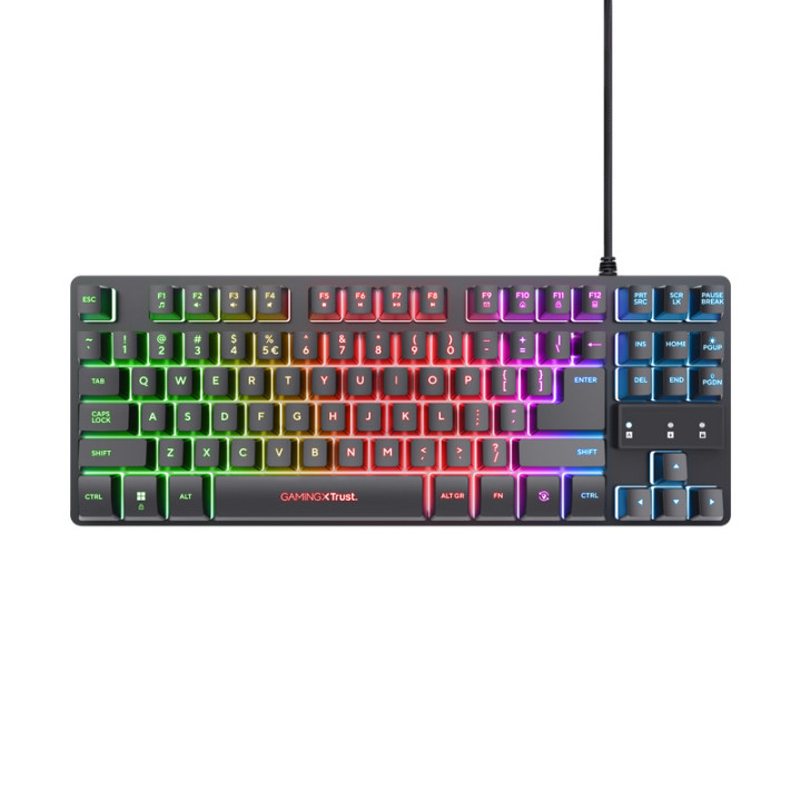 Trust GXT 833 Thado TKL teclado Jogos USB QWERTY Português Preto
