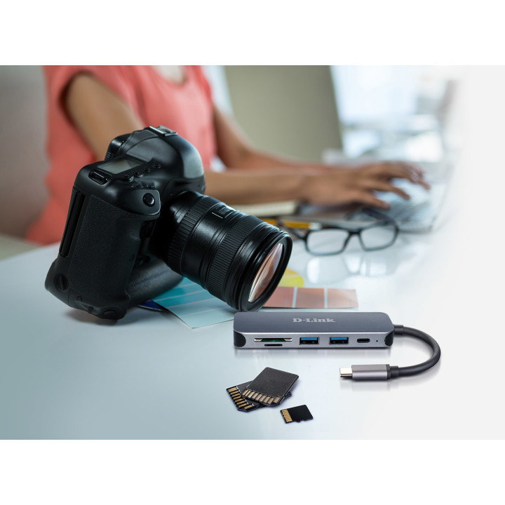 D-Link DUB-2325 base & duplicador de portas USB Type-C Cinzento