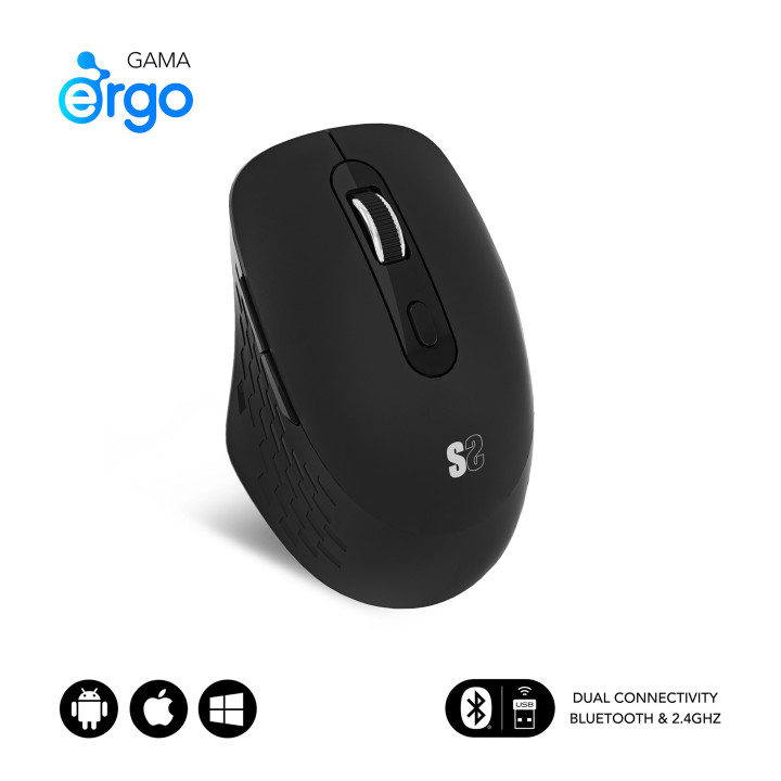 SUBBLIM SUBMO-EDCUR01 rato Universal Mão direita Bluetooth + USB Type-A Ótico 1600 DPI
