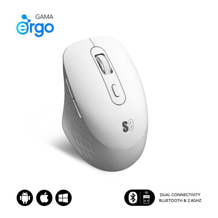 SUBBLIM SUBMO-EDCUR02 rato Universal Mão direita Bluetooth + USB Type-A Ótico 1600 DPI