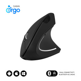 SUBBLIM RATON OPTICO DUAL GLIDE VERTICAL ERGO DUAL BATERIA NEGRO rato Universal Mão direita Bluetooth + USB Type-A Ótico 1600