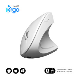 SUBBLIM RATON OPTICO DUAL GLIDE VERTICAL ERGO DUAL BATERIA BLANCO rato Universal Mão direita Bluetooth + USB Type-A Ótico 1600