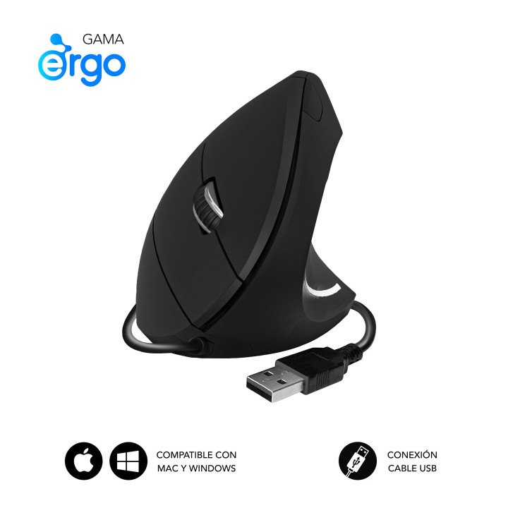 SUBBLIM SUBMO-EDGVU01 rato Universal Mão direita USB Type-A Ótico 1600 DPI