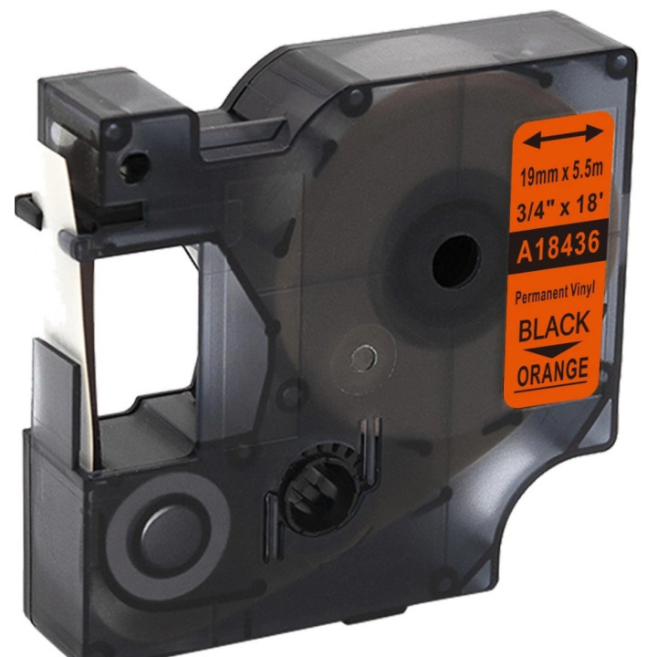 Etiqueta DYMO RHINO Coloured vinyl D119mm Preto sobre Laranja