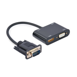 Gembird A-VGA-HDMI-02 adaptador de cabo de vídeo 0,15 m HDMI + VGA (D-Sub) VGA (D-Sub) Preto