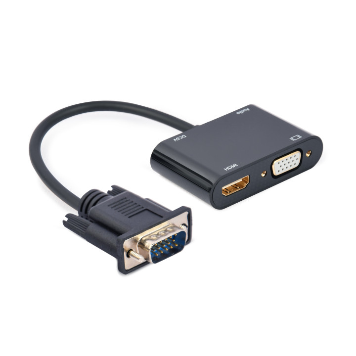 Gembird A-VGA-HDMI-02 adaptador de cabo de vídeo 0,15 m HDMI + VGA (D-Sub) VGA (D-Sub) Preto