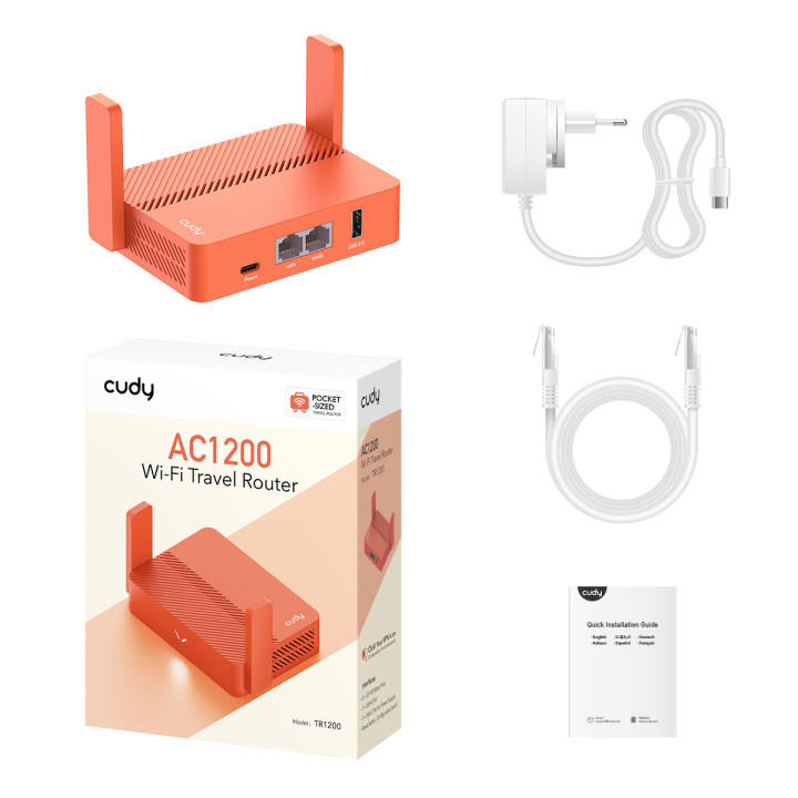 Cudy AC1200 router sem fios Fast Ethernet Laranja