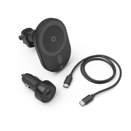 Hama MagCharge Car FC15 Telemóvel, Smartphone Preto Isqueiro de charuto Carregamento wireless Carregamento rápido Automático