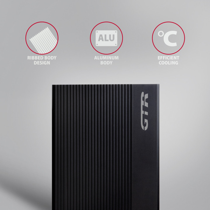 Axagon EE35-GTR USB-C 5Gbps - SATA 6G, 3.5 RIBBED box BLACK - USB Typ C Caixa de disco rígido Preto 3.5"