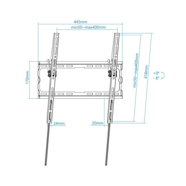 TooQ LP1071T-B suporte para TV 177,8 cm (70") Preto