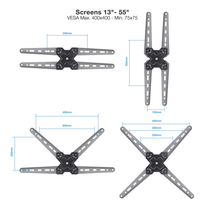 TooQ LP1355TN-B suporte para TV 139,7 cm (55") Preto