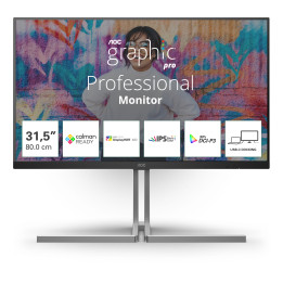 AOC U32U3CV monitor de ecrã 80 cm (31.5") 3840 x 2160 pixels 4K Ultra HD LCD Preto