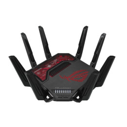 ASUS ROG Rapture GT-BE19000 router sem fios Multi-Gigabit Ethernet Tri-band (2.4 GHz   5 GHz   6 GHz) Preto, Vermelho