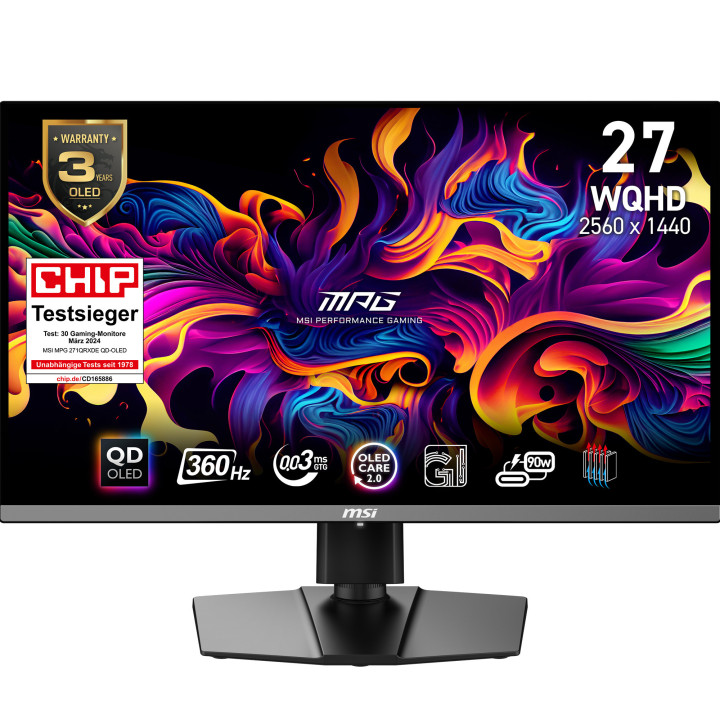 MSI MPG 271QRXDE QD-OLED monitor de ecrã 67,3 cm (26.5") 2560 x 1440 pixels Wide Quad HD Preto