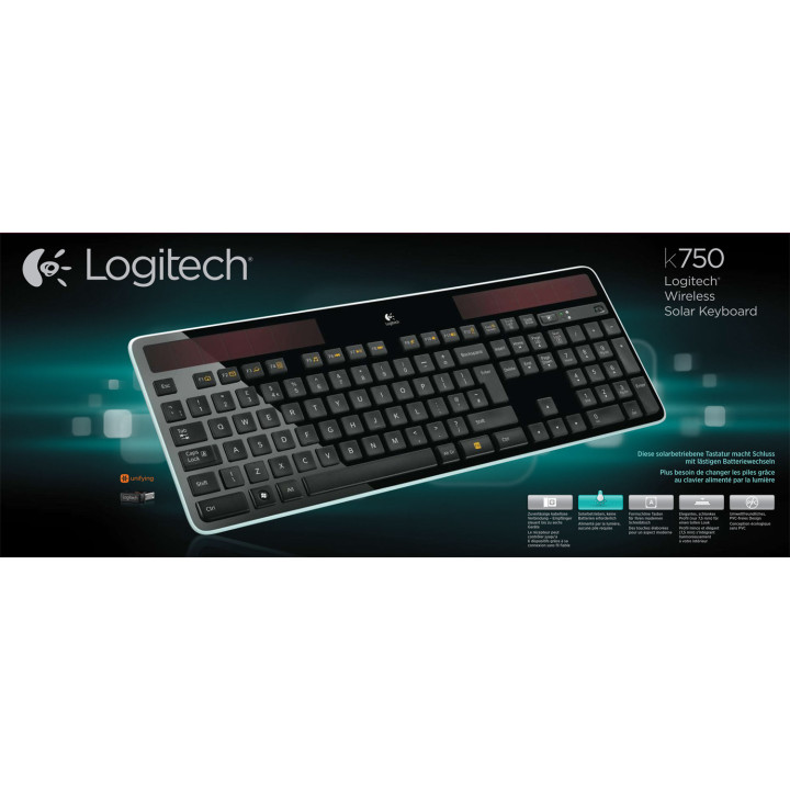 Logitech Wireless Solar Keyboard K750 teclado Universal RF Wireless QWERTZ Alemão Preto