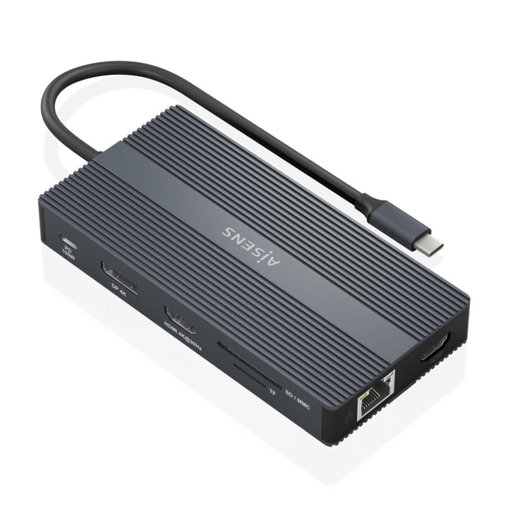 AISENS ASUC-12P017-GR base & duplicador de portas Com fios USB 3.2 Gen 1 (3.1 Gen 1) Type-C Cinzento