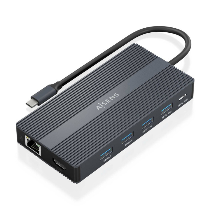 AISENS ASUC-12P017-GR base & duplicador de portas Com fios USB 3.2 Gen 1 (3.1 Gen 1) Type-C Cinzento