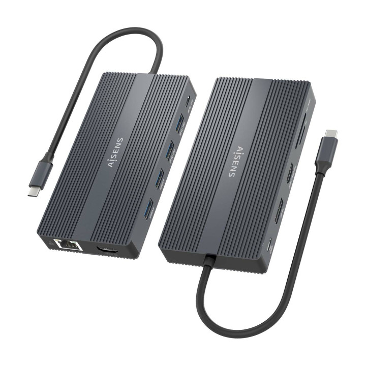 AISENS ASUC-12P017-GR base & duplicador de portas Com fios USB 3.2 Gen 1 (3.1 Gen 1) Type-C Cinzento