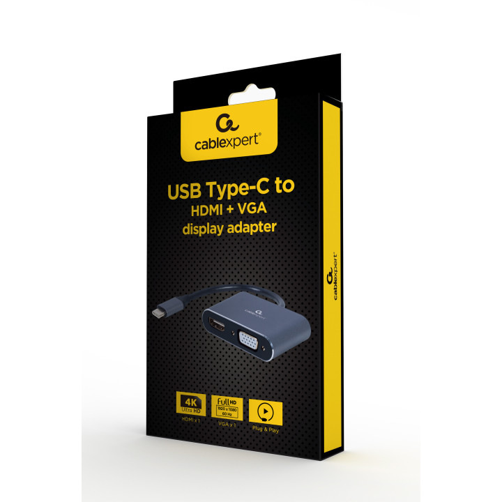 Cablexpert A-USB3C-HDMIVGA-01 adaptador gráfico USB Cinzento