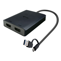 i-tec CADUAL4KHDMI adaptador de cabo de vídeo 0,27 m USB Type-A USB Type-C 2 x HDMI Preto
