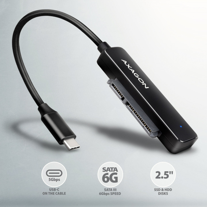 Axagon ADSA-FP2C USB-C 5Gbps - SATA 6G, 2.5 SSD HDD SLIM adapter - Adapter - Digital Daten placa adaptador de interface