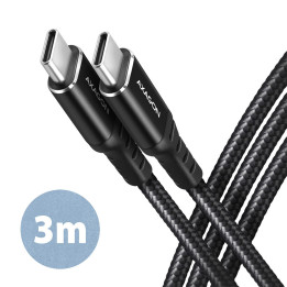 Axagon BUCM-CM30AB cabo USB USB 2.0 3 m USB C Preto
