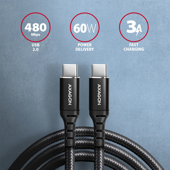 Axagon BUCM-CM30AB cabo USB USB 2.0 3 m USB C Preto