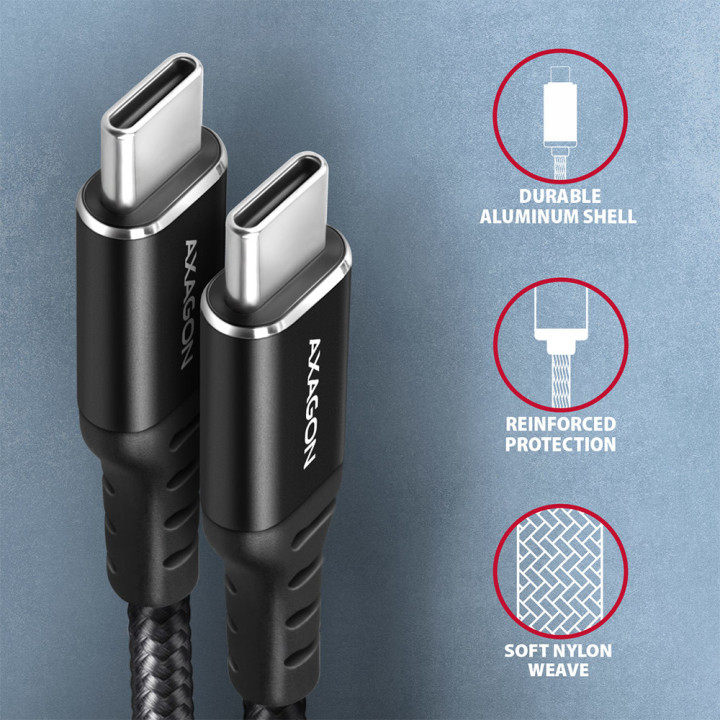 Axagon BUCM-CM30AB cabo USB USB 2.0 3 m USB C Preto