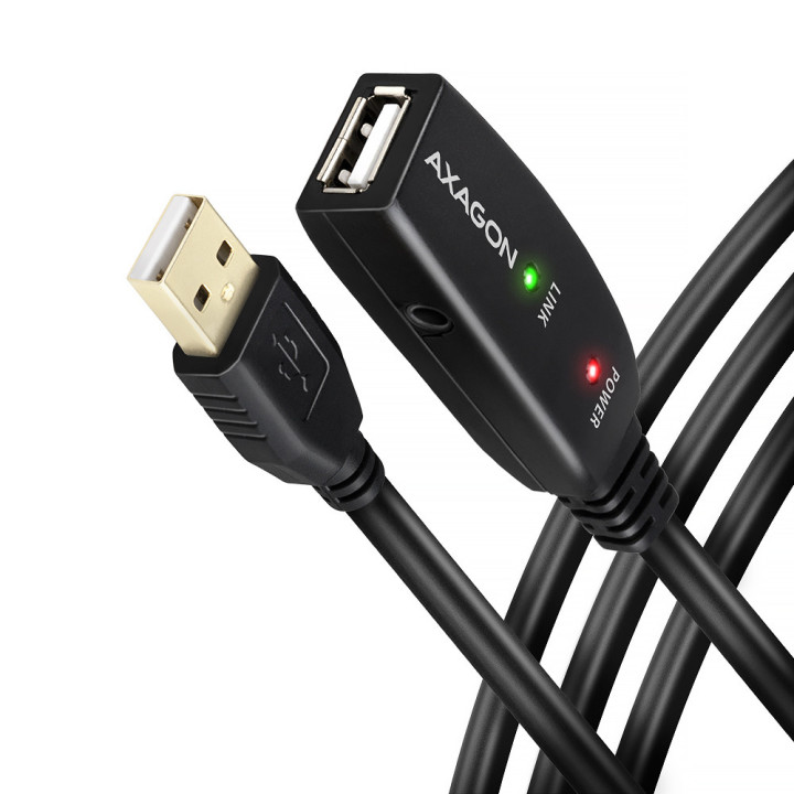 Axagon ADR-215 USB 2.0 A-M - A-F active extension repeater cable 15m - Kabel - Digital Daten cabo USB USB A Preto