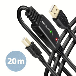Axagon ADR-220B USB 2.0 A-M - B-M active connecting repeater cable 20m - Kabel - Digital Daten cabo USB USB A USB B Preto