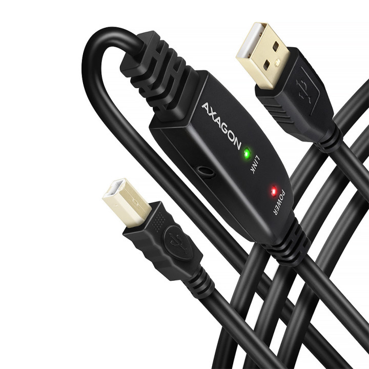Axagon ADR-220B USB 2.0 A-M - B-M active connecting repeater cable 20m - Kabel - Digital Daten cabo USB USB A USB B Preto