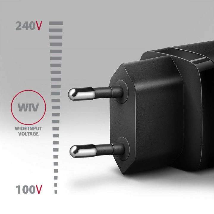 Axagon ACU-PD30 kroviklis jungiama tinkl PD 30W, 1x port USB-C, PD3.0 QC3.0 AFC FCP Apple Juoda Telemóvel, Smartphone,