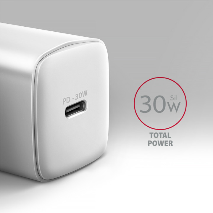 Axagon ACU-PD30W wall charger 1x QC3.0 AFC FCP PD type-C 30W white Telemóvel, Smartphone, Smartwatch, Tablet, Universal Branco