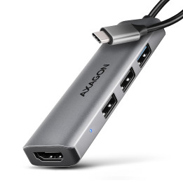 Axagon HMC-H3A base & duplicador de portas Com fios USB 3.2 Gen 1 (3.1 Gen 1) Type-C Prateado