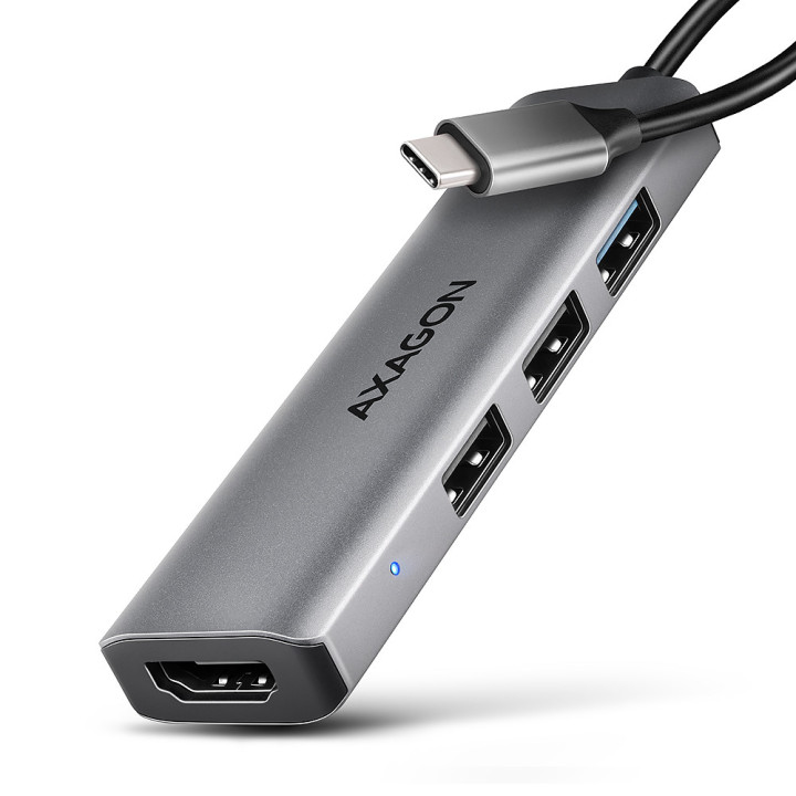 Axagon HMC-H3A base & duplicador de portas Com fios USB 3.2 Gen 1 (3.1 Gen 1) Type-C Prateado