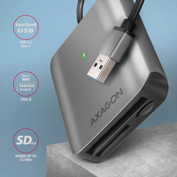 Axagon CRE-S3 External card reader USB-A 3.2 Gen 1 3-slot & lun SD microSD CF leitor de cartões USB 3.2 Gen 1 (3.1 Gen 1)