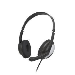 Hama HS-P100 V2 Auscultadores Com fios Fita de cabeça Escritório Call center Preto, Prateado