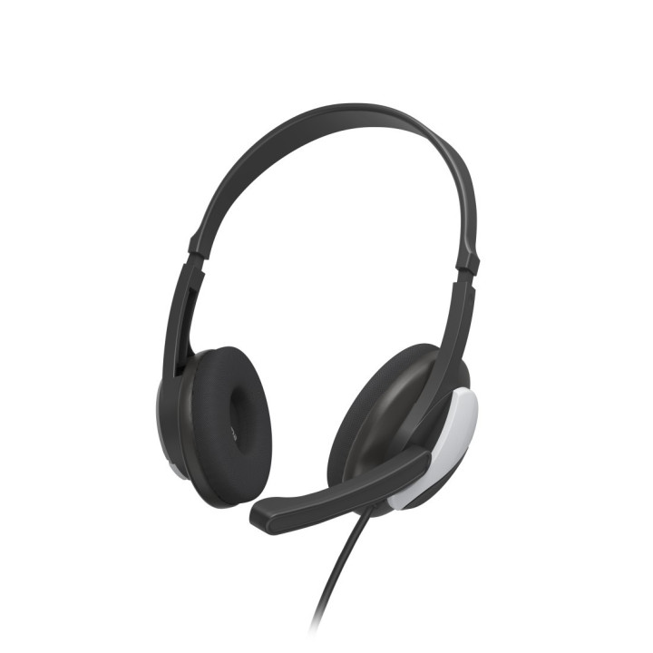 Hama HS-P100 V2 Auscultadores Com fios Fita de cabeça Escritório Call center Preto, Prateado
