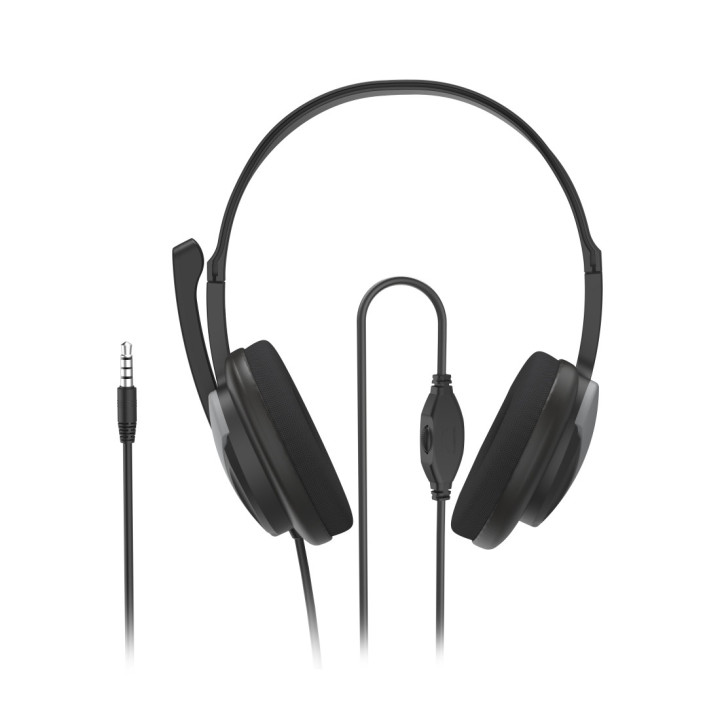 Hama HS-P100 V2 Auscultadores Com fios Fita de cabeça Escritório Call center Preto, Prateado
