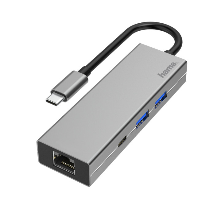 Hama 00200108 base & duplicador de portas USB 3.2 Gen 1 (3.1 Gen 1) Type-C Cinzento