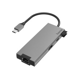 Hama 00200109 base & duplicador de portas USB 3.2 Gen 1 (3.1 Gen 1) Type-C Cinzento