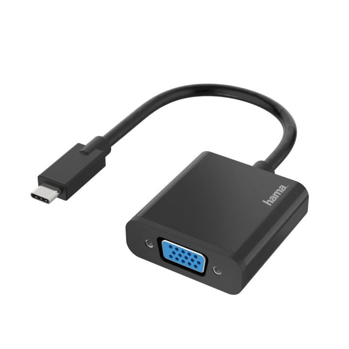 Hama 00200317 adaptador de cabo de vídeo USB Type-C VGA (D-Sub) Preto