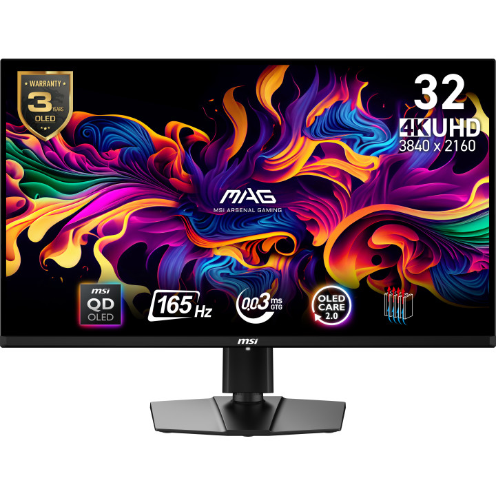 MSI MAG 321UP QD-OLED monitor de ecrã 80 cm (31.5") 3840 x 2160 pixels 4K Ultra HD Preto